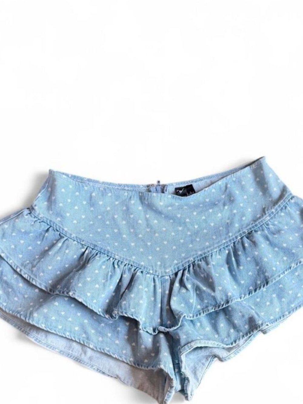 Blue White Polka Dot Ruffle Shorts